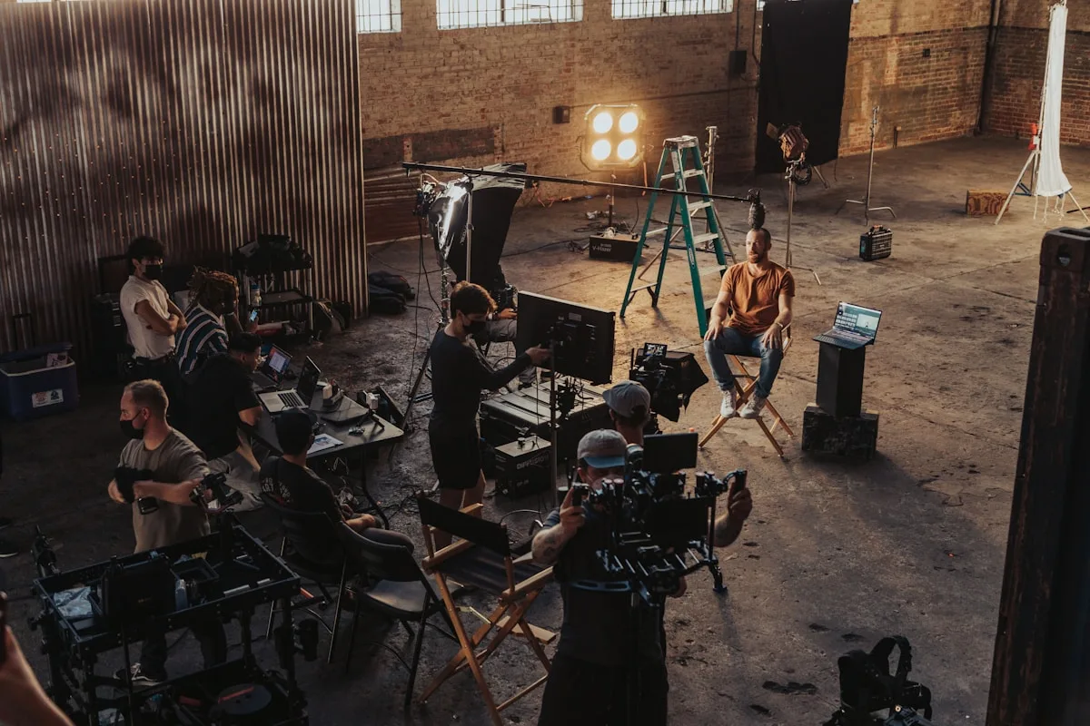 Production crew working together on set